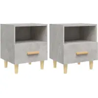 vidaXL Tables de chevet 2 pcs Gris béton 40x35x47 cm