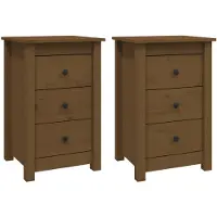 vidaXL Tables de chevet 2 pcs Marron miel 40x35x61,5 cm Pin solide