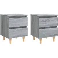 vidaXL Tables de chevet pieds en bois 2 pcs Sonoma gris 40x35x50 cm