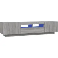 vidaXL Ensemble de 2 armoires TV Lampes LED Gris Sonoma Matériau dérivé du bois