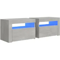 vidaXL Tables de chevet 2 pcs avec LED Gris béton 60x35x40 cm