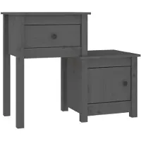vidaXL Table de chevet Gris 79,5x38x65,5 cm Bois de pin massif