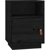 vidaXL Table de chevet Noir 40x34x55 cm Bois de pin massif