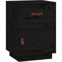 vidaXL Table de chevet Noir 40x34x55 cm Bois de pin solide