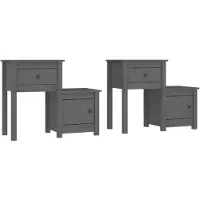 vidaXL Tables de chevet 2 pcs Gris 79,5x38x65,5 cm Bois de pin massif