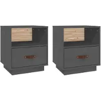 vidaXL Tables de chevet 2 pcs Gris 40x34x45 cm Bois de pin massif