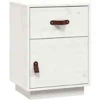vidaXL Table de chevet Blanc 40x34x55 cm Bois de pin solide