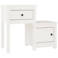 vidaXL Table de chevet Blanc 79,5x38x65,5 cm Bois de pin massif