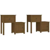 vidaXL Tables de chevet 2 pcs Marron miel 79,5x38x65,5 cm Pin solide
