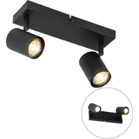 QAZQA Plafonnier moderne noir 2 lumières réglable rectangulaire - Jeana