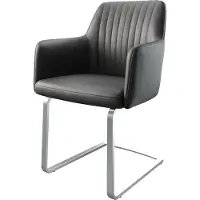 DELIFE Cantilever Greg-Flex cuir de vache noir pied cantilever plat acier inoxydable brossé ressorts ensachés