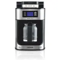 Haeger Drip - Cafetière goutte à goutte automatique de avec moulin, 1050W, capacité : 1.2L - Bol chauffé pour maintenir au chaud, capacité du moulin : 60g, écran LCD, minuterie de 24 heures