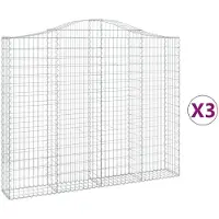 vidaXL Gabions 3 pcs voûtés 200x30x160/180 cm en fer