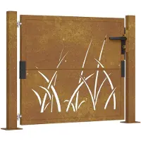 vidaXL Portail de jardin 105 x 80 cm en acier Corten avec motif gazon