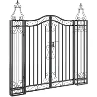 Super Merchant Portail de jardin noir 121x8x120 cm fer forgé