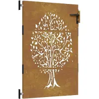 vidaXL Portail de jardin 85x125 cm acier corten conception de l'arbre