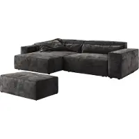 DELIFE Canapé d'angle Sirpio XL 270x170 cm Microfibre Noir Recamiere variable avec Tabouret