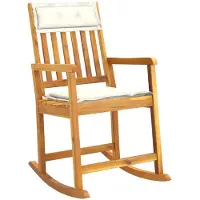 vidaXL Chaise à bascule avec coussin en bois massif d'acacia