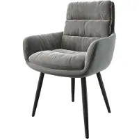 DELIFE Chaise-de-salle-à-manger Abelia-Flex avec accoudoirs velours gris 4 pieds coniques noir