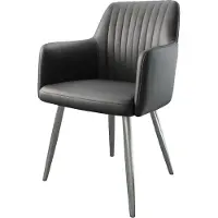 DELIFE Chaise-de-salle-à-manger Greg-Flex cuir de vache noir 4 pieds coniques acier inoxydable brossé ressorts ensachés