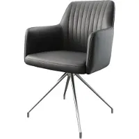 DELIFE Chaise-de-salle-à-manger Greg-Flex cuir de vache noir pied croisé conique acier inoxydable brossé ressorts ensachés
