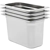 vidaXL Récipients Gastronorm 4 pcs GN 1/3 200 mm acier inoxydable