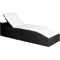 vidaXL Chaise longue avec coussin en poly rotin brun