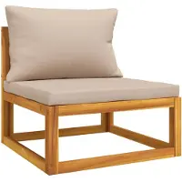 vidaXL Canapé central de jardin avec coussins Taupe Bois massif Acacia