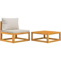 vidaXL Ensemble de canapé de jardin 2 pièces avec coussins en bois massif d'acacia