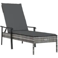 vidaXL Chaise longue avec support Gris Poly rotin