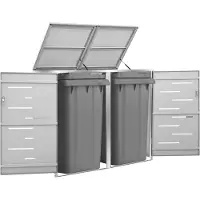 vidaXL Abri pour poubelles pour 2 tonnes 138x77,5x115,5 cm acier inoxydable