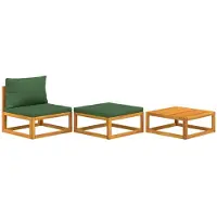 vidaXL Ensemble de salon de jardin 3 pièces avec coussins en bois massif d'acacia