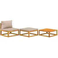 vidaXL Ensemble de salon de jardin 3 pièces avec coussins en bois massif d'acacia