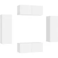 vidaXL 4 Piece TV Cabinet Set White Engineered Wood