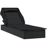 vidaXL Bain de soleil avec toit pliant noir 213x63x97 cm Poly rotin
