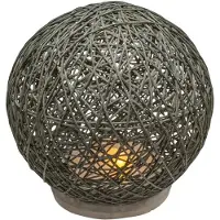 Atmosphera Lampe ? Poser Boule Grise Sur Socle Ciment D 18 Cm