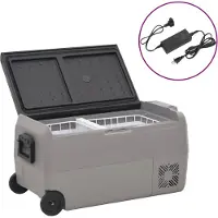 vidaXL Glacière avec roulettes et poignée Noir & Gris 50 L PP & PE