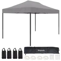 LifeGoods Party Tent - Pavillon - 3x4.5 m - Facile à monter - Pliable - Imperméable - Sac de transport à roulettes - Gris foncé
