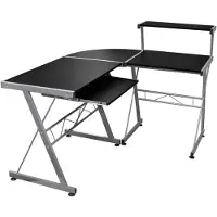 vidaXL Table d'ordinateur d'angle noire 132x112x99 cm Bois composite