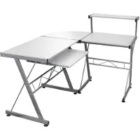 vidaXL Table d'ordinateur d'angle Blanc 132x112x99 cm Bois composite
