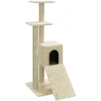 vidaXL Arbre à chat avec colonnes à griffer en sisal Crème 92 cm