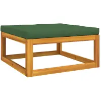 vidaXL Tabouret de jardin avec coussin vert Bois massif Acacia