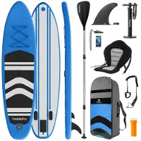 LifeGoods SUP Board - avec siège - Inflatable Paddle Board - Set complet - Max. 135KG - 320x81cm - Bleu