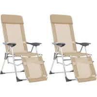vidaXL Chaises longues pliantes avec repose-pieds 2 pcs. Crème Textilène