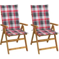 vidaXL Chaises longues de jardin 2 pcs. avec coussins acacia massif