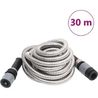 vidaXL Tuyau d'arrosage avec buse de pulvérisation Argenté 0,6" 30 m Inox - Tuyaux d'arrosage