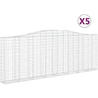 vidaXL Gabions avec arc surélevé 5 pcs. 400x30x140/160cm Fer galvanisé