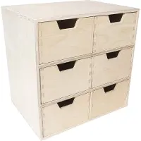 Autre Creative Deco Petite Commode Bois 6 Tiroir 28,5 X 20 X 28,5 Cm Organisateur Rangement Bureau Organisateur
