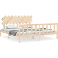vidaXL Lit en bois massif avec tête de lit