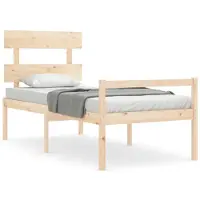 vidaXL Lit pour senior avec tête de lit 90x200 cm en bois massif